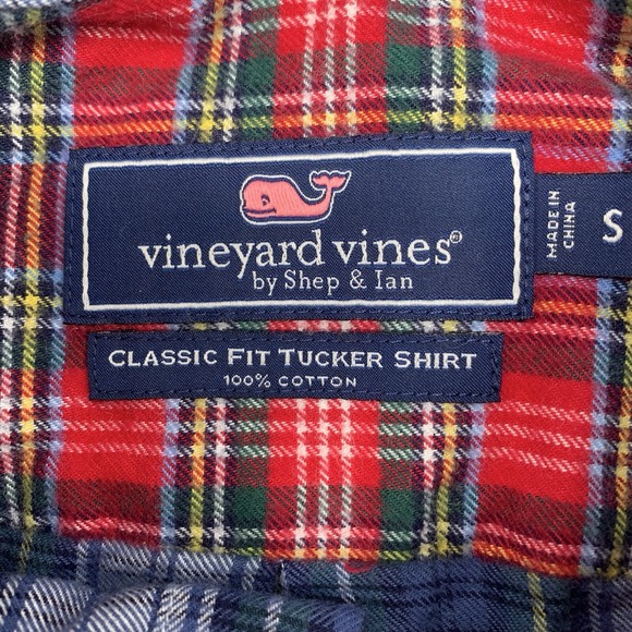 Vineyard Vines Tucker Mens S Multicolor Patchwork Plaid Flannel Button Down - Picture 5 of 6